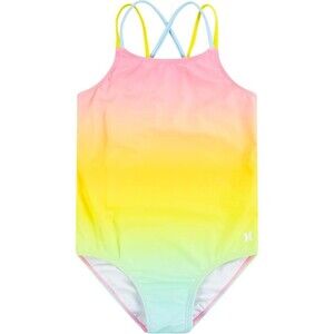Hurley Girls One Piece Swimsuit Size 6 Pink Flamingo Sleeveless Criss Cross Back
